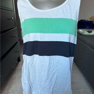 H&M L.O.G.G. Sleeveless Top with Green, Black, and White Stripes Small